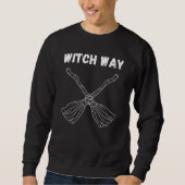 Witch Way to the Bash – Funny Halloween Broomstick Trui (Voorkant)