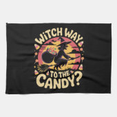 Witch Way to the Candy Halloween T-shirt Theedoek (Horizontaal)