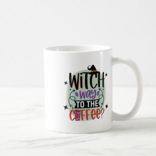 Witch Way To The Coffee grappige Halloween heks Koffiemok
