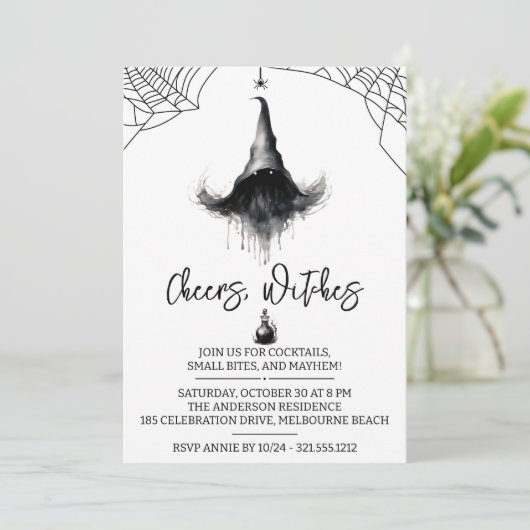 Witch Way To The Party is een minimalistisch feest Kaart (Staand voorkant)