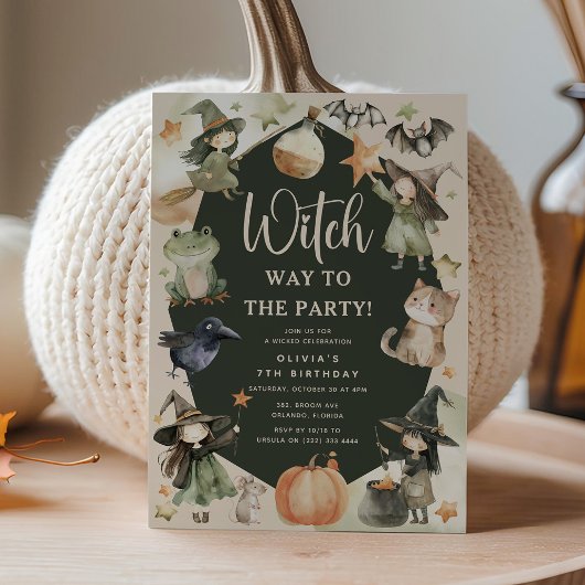 Witch Way to the Party' Kids Halloween Birthday Kaart