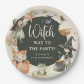 Witch Way to the Party' Kids Halloween Birthday Papieren Bordje (Voorkant)