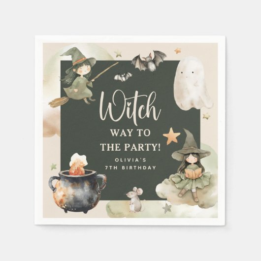Witch Way to the Party' Kids Halloween Birthday Servet (Voorkant)