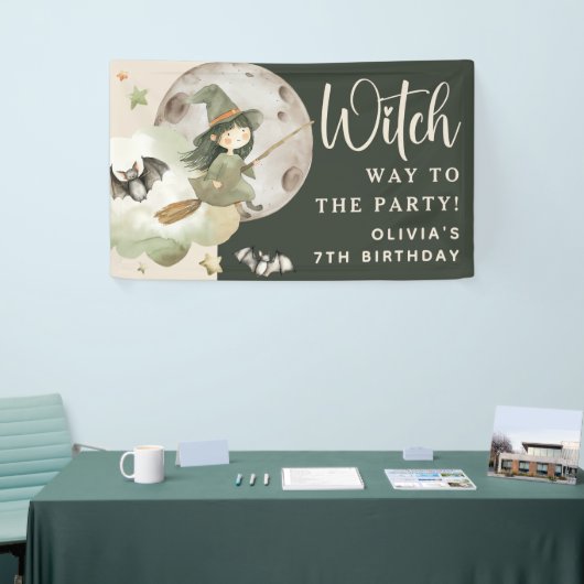 Witch Way to the Party' Kids Halloween Birthday Spandoek (Beurs)