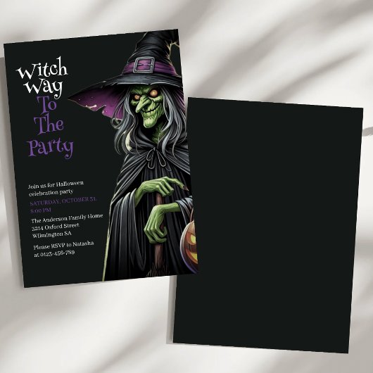 Witch Way to the Party Uitnodiging voor Halloween