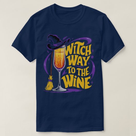 Witch Way to the Wine Funny Halloween Witch Pet T-shirt (Design voorkant)