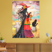 Witch Way Wiccan Halloween Art van Molly Harrison Canvas Afdruk (Insitu (Woonkamer))