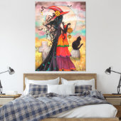 Witch Way Wiccan Halloween Art van Molly Harrison Canvas Afdruk (Insitu (Slaapkamer))
