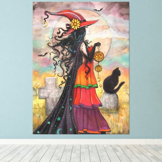 Witch Way Wiccan Halloween Art van Molly Harrison Canvas Afdruk (Insitu (Houten vloer))
