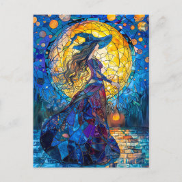 Witch werpt spreuken onder volle maan briefkaart