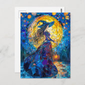 Witch werpt spreuken onder volle maan briefkaart (Voorkant / Achterkant)