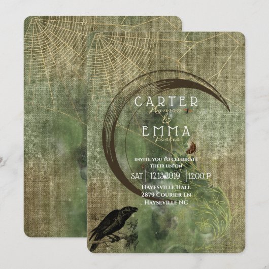 Witch Wicca Spells en Webs Wedding Invitation Kaart (Voorkant / Achterkant)