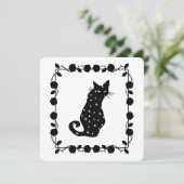 Witch 'Willow Cat Halloween Party Uitnodiging (Staand voorkant)