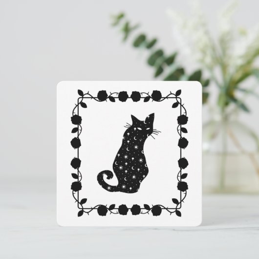 Witch 'Willow Cat Halloween Party Uitnodiging (Staand voorkant)