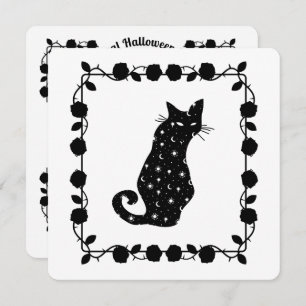 Witch 'Willow Cat Halloween Party Uitnodiging