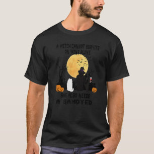 Witch Wine en Samoyed Dog Mam Halloween Costume T-shirt