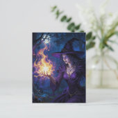 Witch with fire magick briefkaart (Staand voorkant)