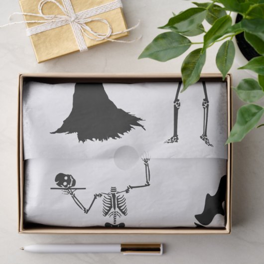 Witch Zwart Kat Skelet Silhouet Decoupage Tissuepapier (Geschenk)