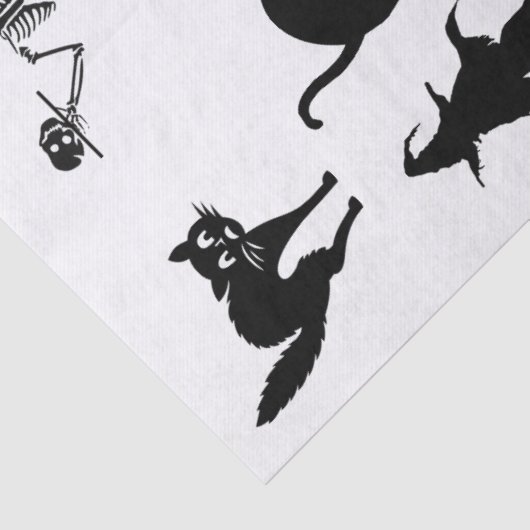 Witch Zwart Kat Skelet Silhouet Decoupage Tissuepapier (Detail)