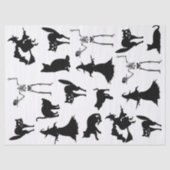 Witch Zwart Kat Skelet Silhouet Decoupage Tissuepapier (Voorkant)
