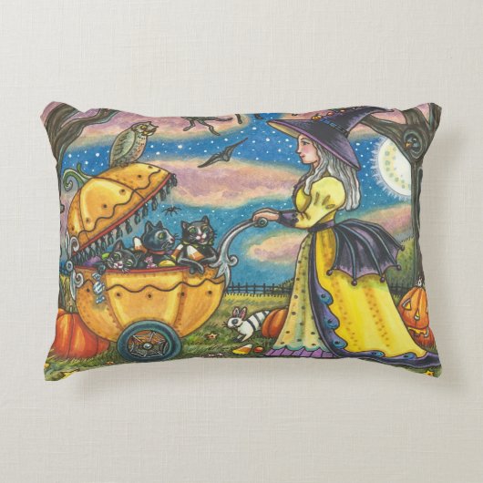 WITCH, ZWARTE CAT-BABY-BUGIE, HOLIDAAGS ACCENT PIL KUSSEN (Voorkant)
