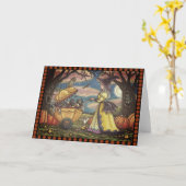 WITCH, ZWARTE CAT-BABY-BUGIE, Wenskaart leeg Kaart (Gele Bloem)