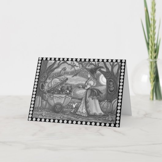 WITCH, ZWARTE CAT-BABY-BUGIE, Wenskaart leeg Kaart (Voorkant)