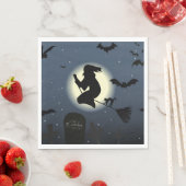 Witch, zwarte kat en vleermuizen servet (Insitu)