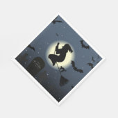 Witch, zwarte kat en vleermuizen servet (Hoek)