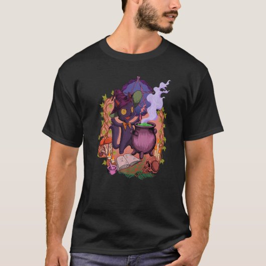 Witchcore van de cauldron staat voor de heksenkat t-shirt (Voorkant)