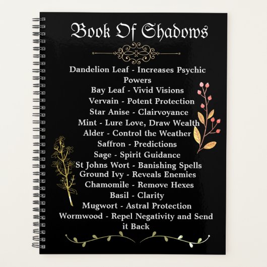 Witchcraft Book of Shadows Black Journal Planner (Voorkant)