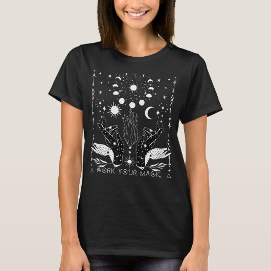 Witchcraft Celestial Sun Moon Witchy Wiccan Magick T-shirt (Voorkant)