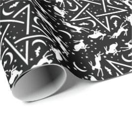 Witchcraft Gothic Pagan Hares Pentagrams en Moons Cadeaupapier