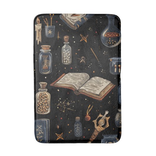 Witchcraft Potion Pattern – Halloween Magic Badmat (Voorkant Verticaal)