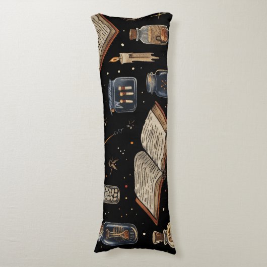 Witchcraft Potion Pattern – Halloween Magic Lichaamskussen (Voorkant Verticaal)