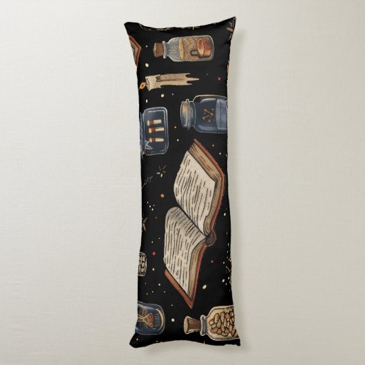 Witchcraft Potion Pattern – Halloween Magic Lichaamskussen (Achterkant (Verticaal))