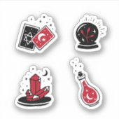 Witchcraft symbolen zwart en rood pack sticker (Voorkant)