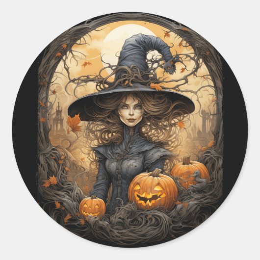 Witchcraft Wiccan Gothic Witchy Halloween Ronde Sticker (Voorkant)