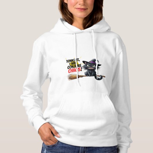 Witcher's Chaos: Zwarte katten in actie Hoodie (Voorkant)