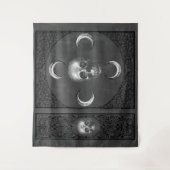 Witchery Flourish | Donkere grijze schedel en maan Wandkleed (Voorkant)