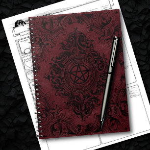 Witchery Flourish   Donkere rode Fantasy Pentacle Notitieboek