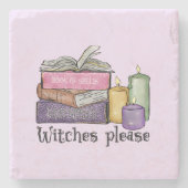 Witches alsjeblieft | Voor boekenoverloop | Librar Stenen Onderzetter (Voorkant)