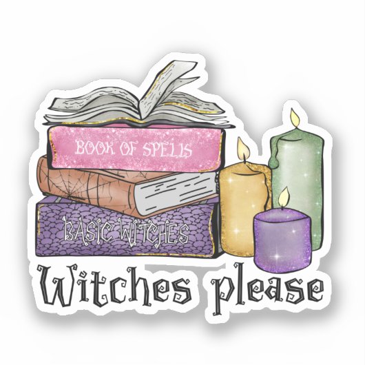 Witches alsjeblieft | Voor boekenoverloop | Librar Sticker (Voorkant)