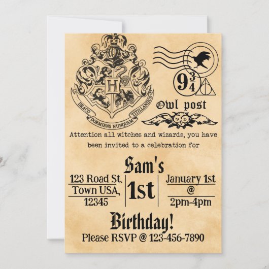 Witches and Wizards Birthday Invitation Kaart (Voorkant)