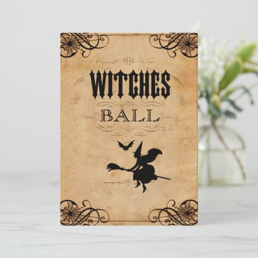 Witches Ball Uitnodiging (Staand voorkant)