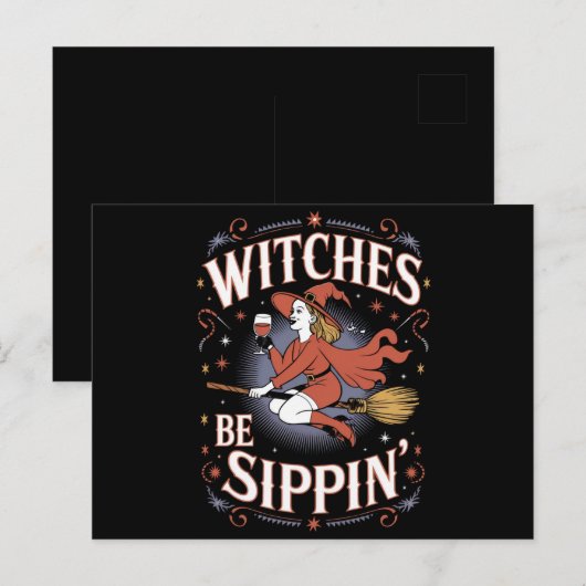Witches Be Sippin' Halloween Holiday Spooky Briefkaart (Voorkant / Achterkant)