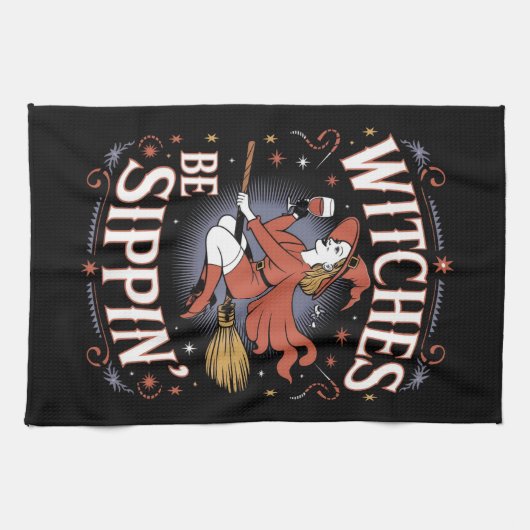 Witches Be Sippin' Halloween Holiday Spooky Theedoek (Horizontaal)