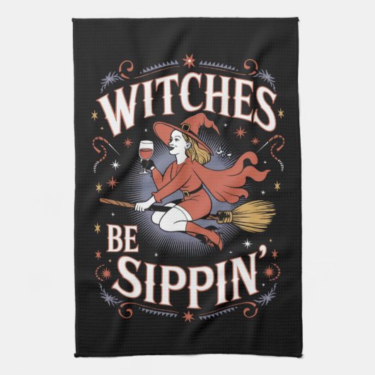 Witches Be Sippin' Halloween Holiday Spooky Theedoek (Verticaal)