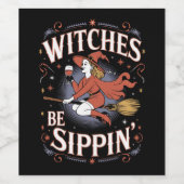 Witches Be Sippin' Halloween Holiday Spooky Wijn Etiket (Enkel label)