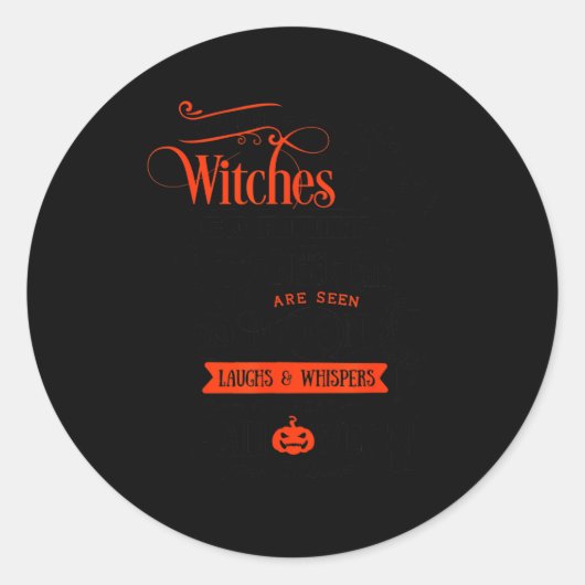 Witches, Black Cats, And Moon Halloween Ronde Sticker (Voorkant)